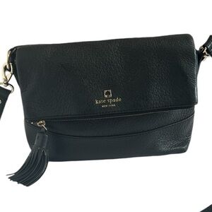 Kate Spade New York Carmen Southport Avenue Leather Fold-Over Bag Black